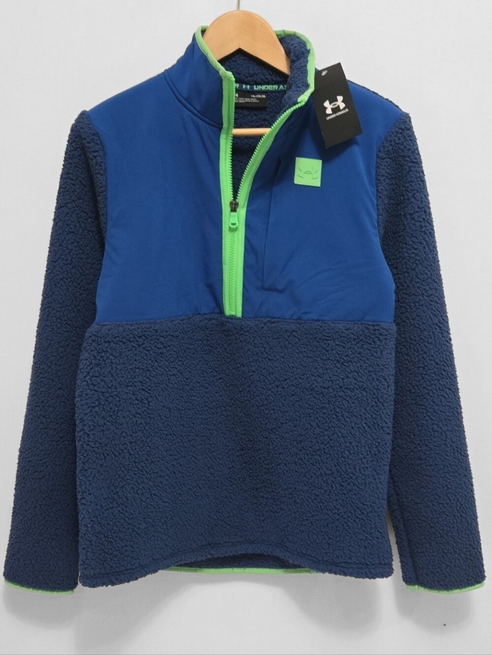Under Armour Boys Sherpa Half Zip Pullover Size XL Blue Green